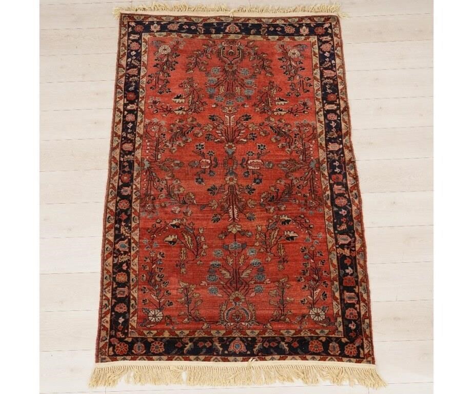 Sarouk hall carpet with red field