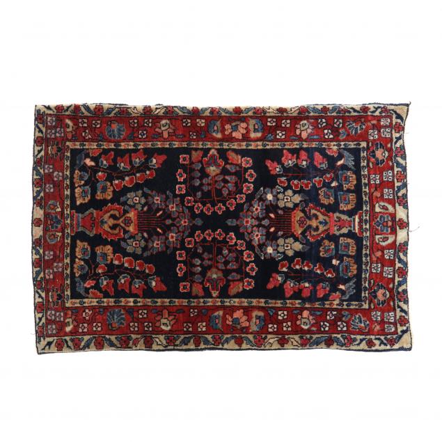 SAROUK MAT Dark blue field with