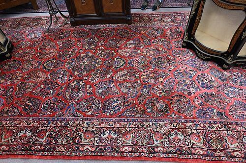 SAROUK ORIENTAL CARPET, 9' X 19'