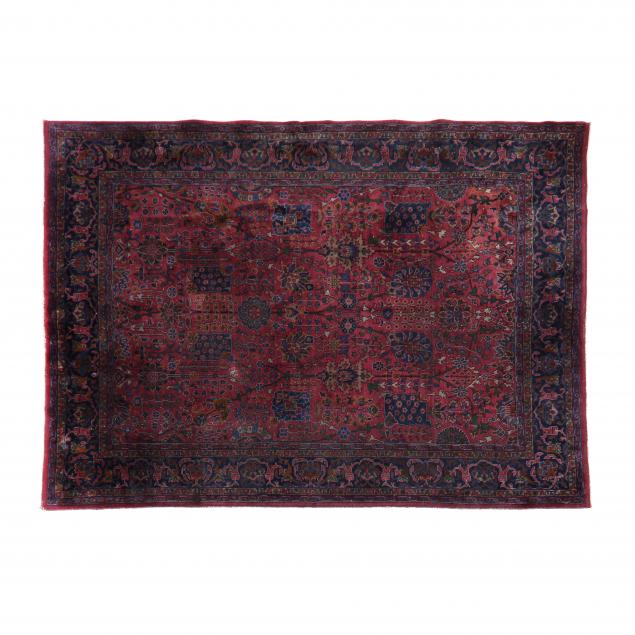 SAROUK RUG Merlot field with