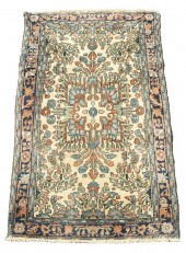 SAROUK RUG Sky blue and tan-go
