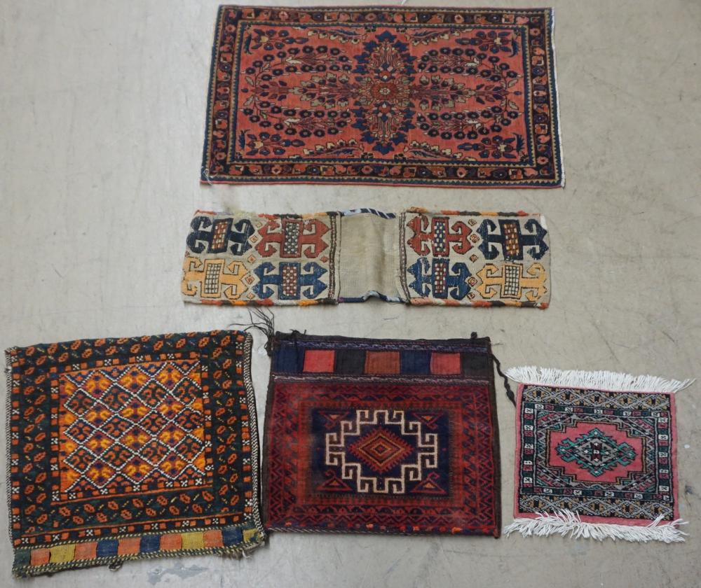 SAROUK RUG, THREE BAGFACES AND