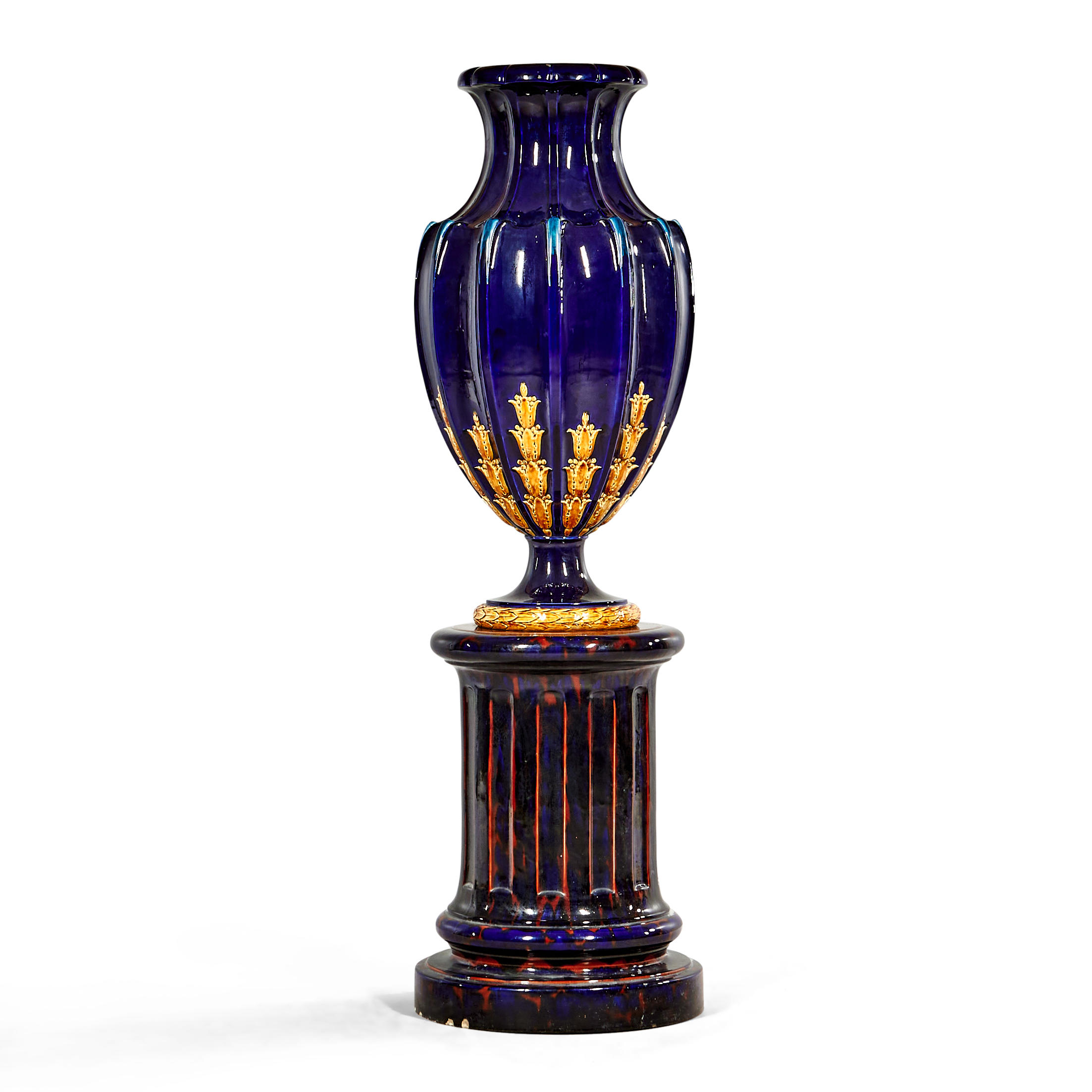 SARREGUEMINES MAJOLICA VASE ON