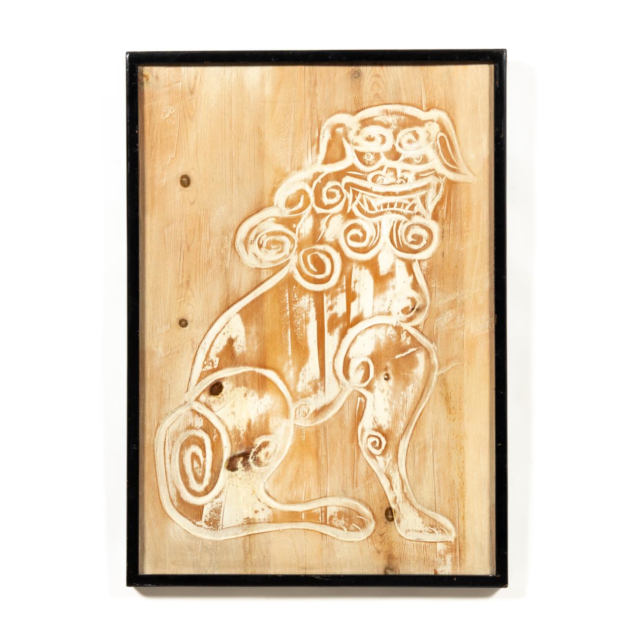 SARREID CARVED WOOD TEMPLE LION