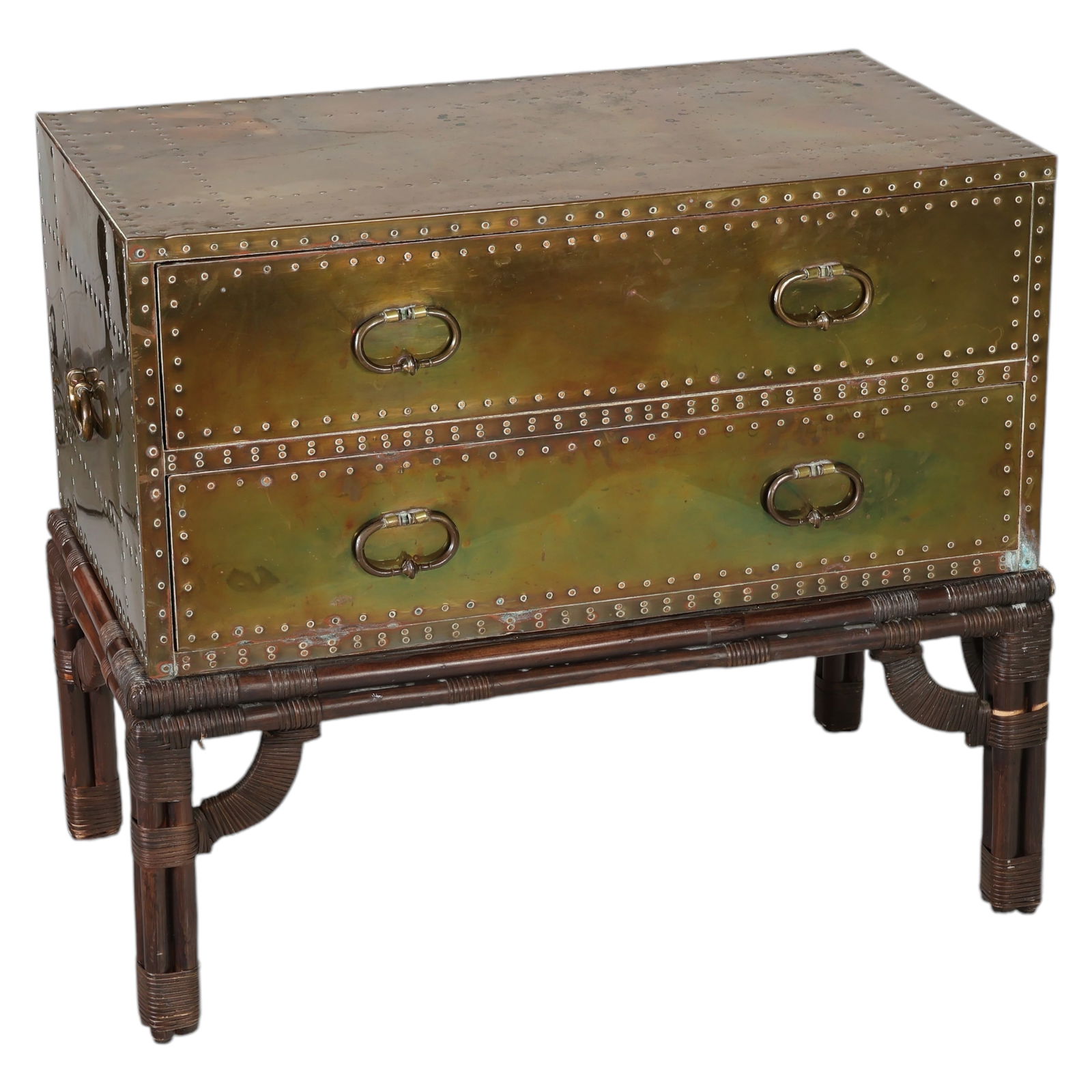 SARREID SPANISH BRASS CHEST TABLE