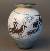 SATAVA PETROGLYPH VASE, H: 4 1