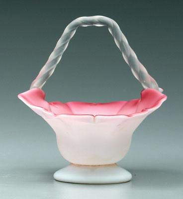 Satin glass basket, cranberry