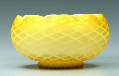 Satin glass bowl, diamond quilted