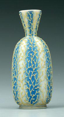 Satin glass coralene vase,