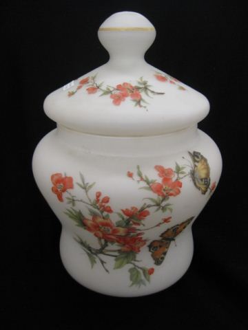 Satin Glass Covered Jar butterfly &