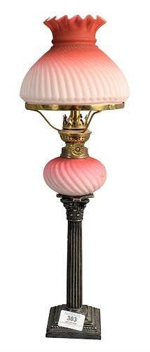 SATIN GLASS PEG LAMP ON SILVER