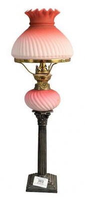 SATIN GLASS PEG LAMP ON SILVER