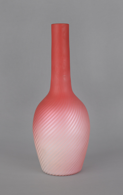 Satin glass swirl vase 14 3/4 h.