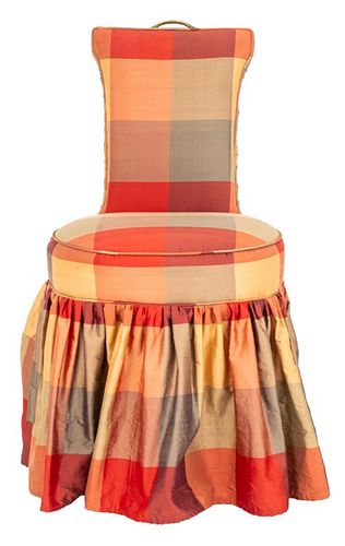 SATIN PLAID UPHOLSTERED SLIPPER