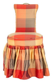 SATIN PLAID UPHOLSTERED SLIPPE