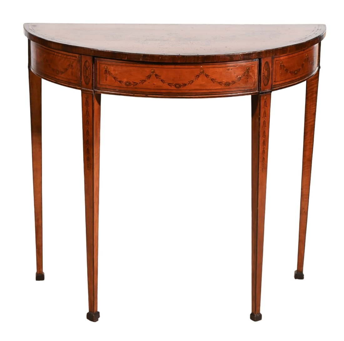 SATINWOOD HAND PAINTED DEMILUNE