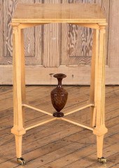 SATINWOOD TABLE WITH URN DECOR