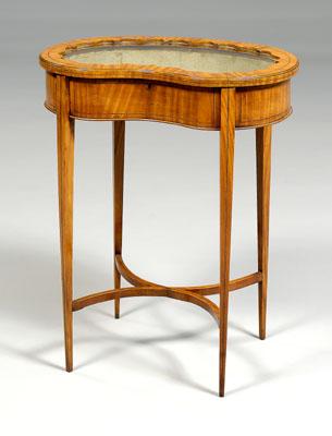 Satinwood vitrine, kidney shape