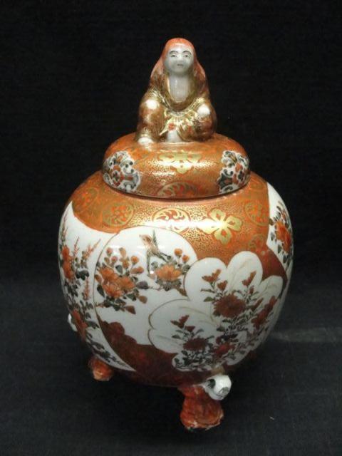 Satsuma e Lidded Jar on Feet.,