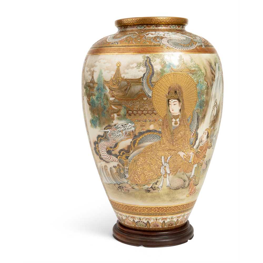 SATSUMA 'KANNON AND RAKAN' VASE