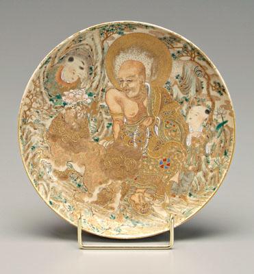 Satsuma plate, seated lohan with
