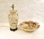 SATSUMA POTTERY TABLE LAMP AND