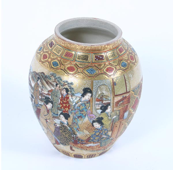 Satsuma vase; heavily decorated