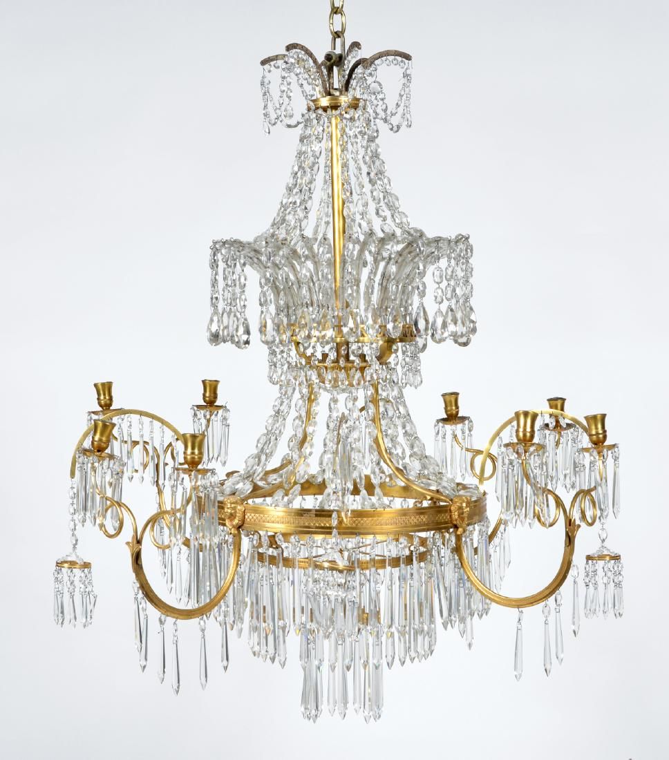 SCANDINAVIAN GILT BRONZE CRYSTAL
