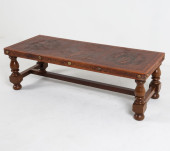 SCANDINAVIAN OAK & TOOLED LEAT