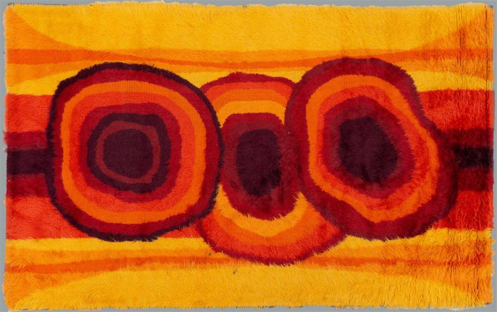 SCANDINAVIAN RYA WOOL RUG IN ORANGE