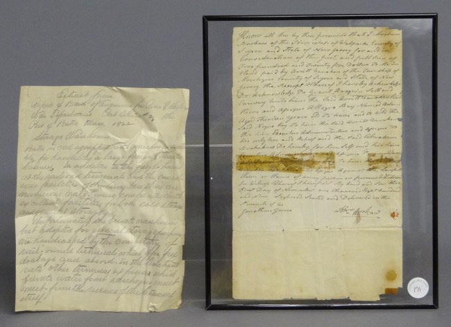 Scarce 1809 slave bill of sale.