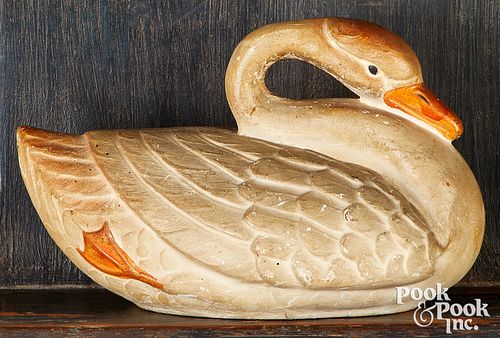 SCARCE CHALKWARE SWAN, 19TH
