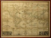SCARCE FOLDING MAP OF THE WORL