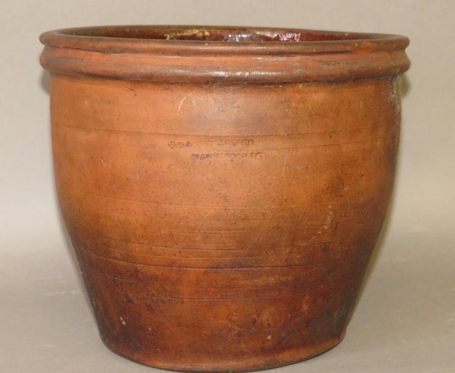 SCARCE PA REDWARE CROCK BY DANIEL