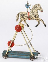 SCARCE PAINTED TIN HORSE AND A