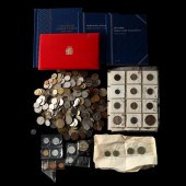 SCARCE WORLD COINS, A BAG OF C