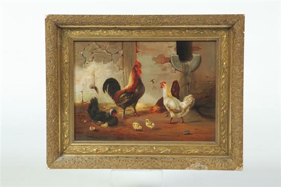 SCENE WITH CHICKENS (AMERICAN  LATE