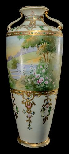 SCENIC HAND PAINTED NIPPON VASE
