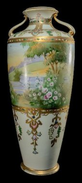 SCENIC HAND PAINTED NIPPON VAS
