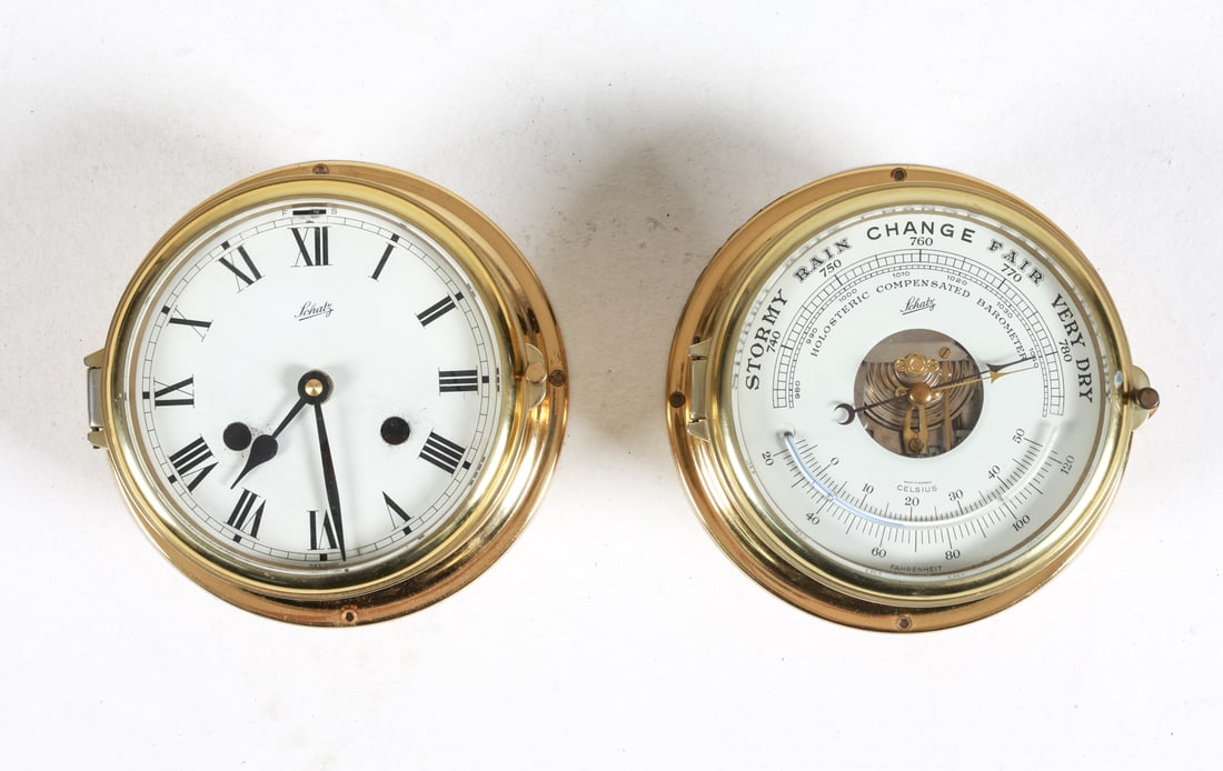 SCHATZ SHIP CLOCK & BAROMETER C.