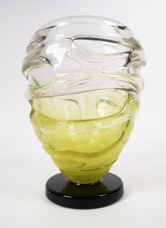 SCHNEIDER ART GLASS VASE, SIGNED,