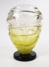SCHNEIDER ART GLASS VASE, SIGN