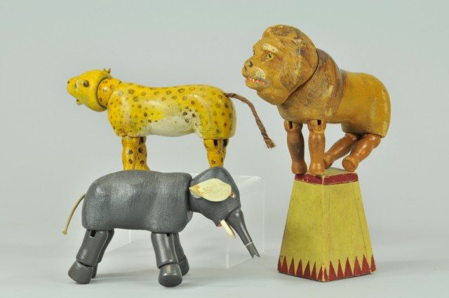 SCHOENHUT LION LEPOARD AND ELEPHANT