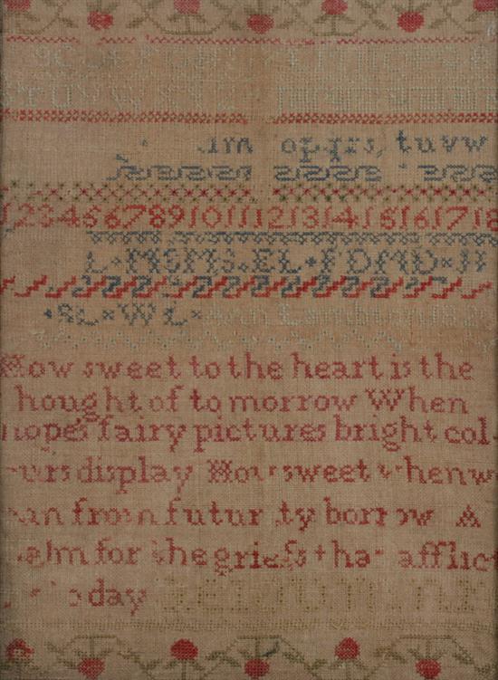 SCHOOLGIRL NEEDLEWORK SAMPLER.