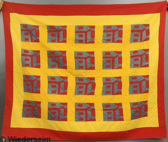 Schoolhouse quilt with colorful