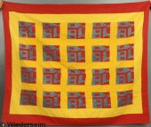 Schoolhouse quilt with colorfu