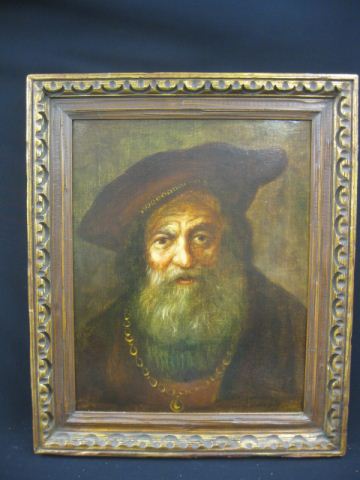 Schoorman Oil Rabbi on canvas Dutch