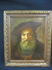 Schoorman Oil Rabbi on canvas