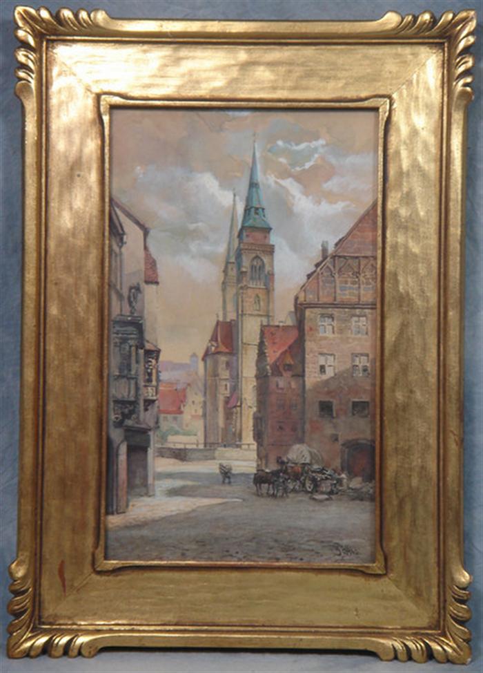 Schrag, German, 20th c, w/c,