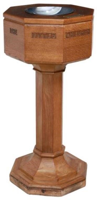SCOTTISH CARVED OAK HOLY WATER